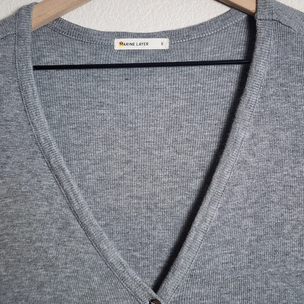 Marine Layer top Womens Small Gray V Neck Lexi Button Modal Spandex Knit